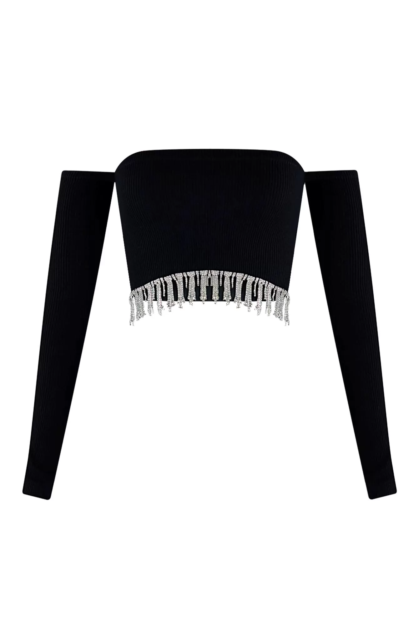 Divas Dancing Rhinestone Fringe Crop Top