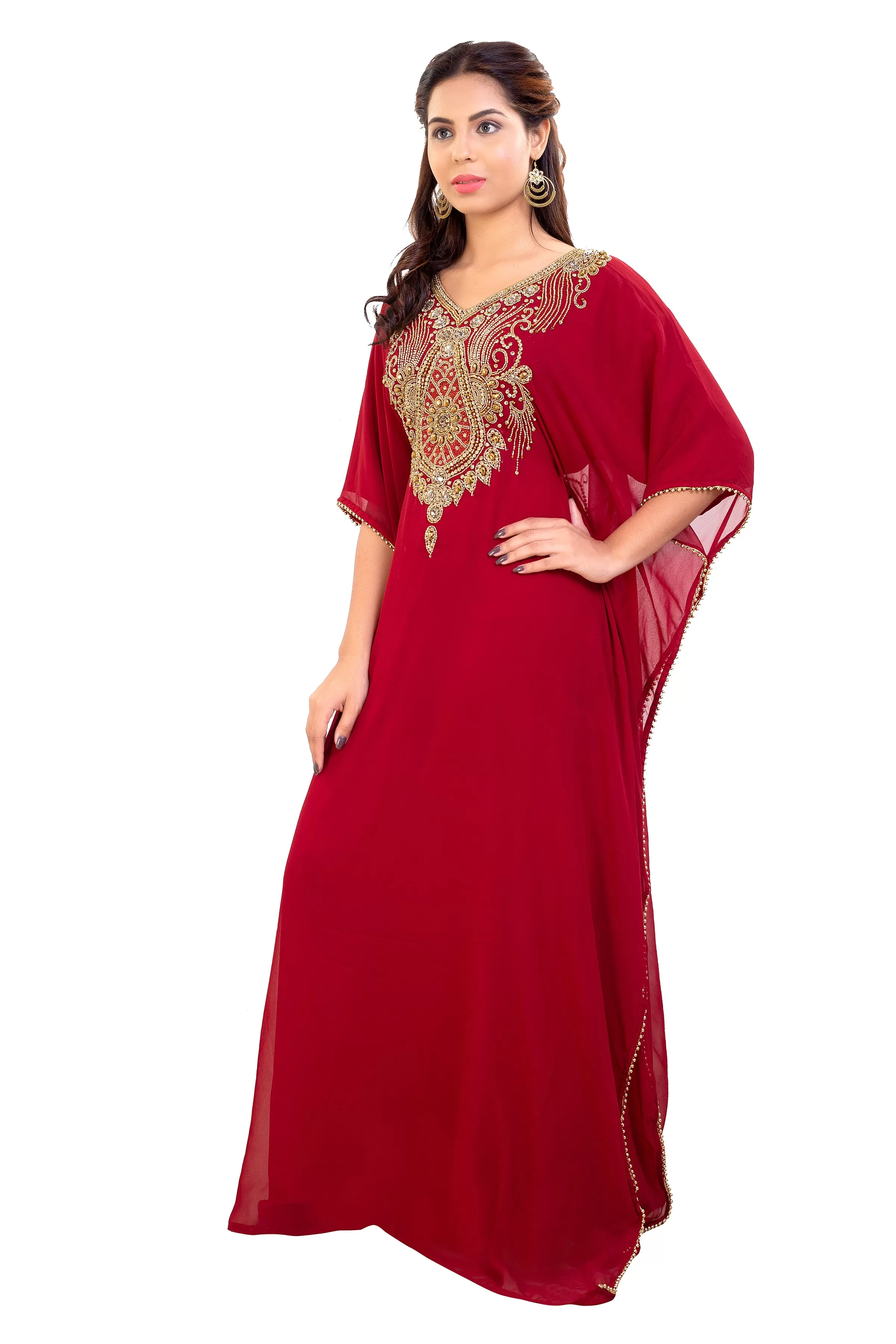 Dubai Kaftan With Intricately Embroidered Back Side of the Maxi