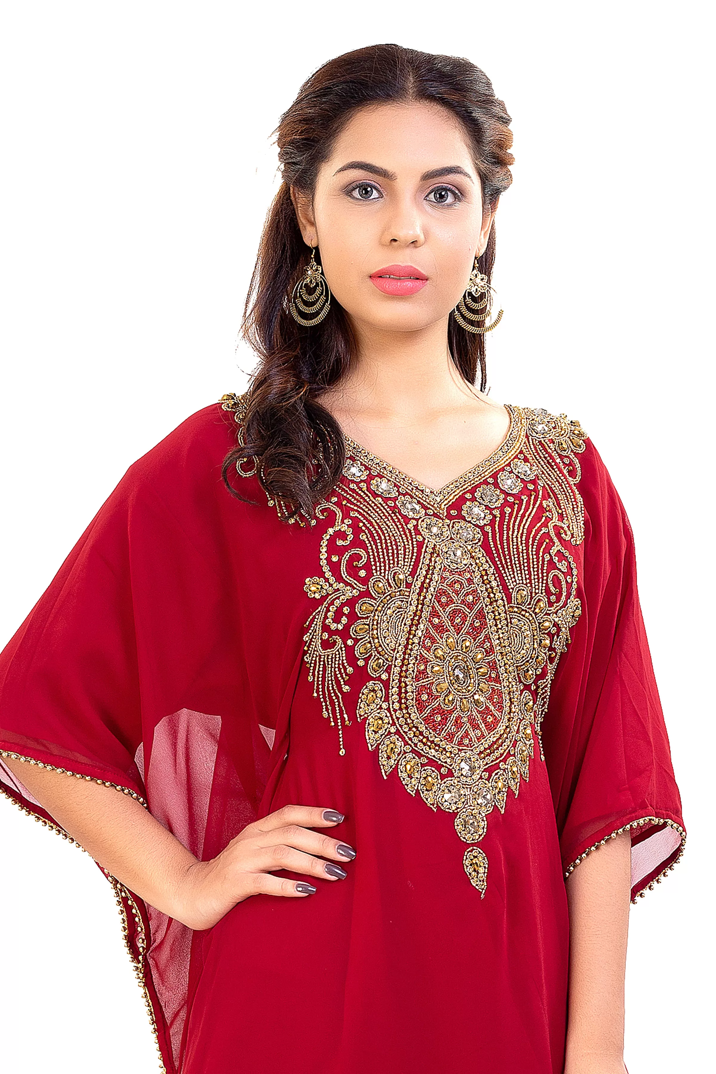 Dubai Kaftan With Intricately Embroidered Back Side of the Maxi