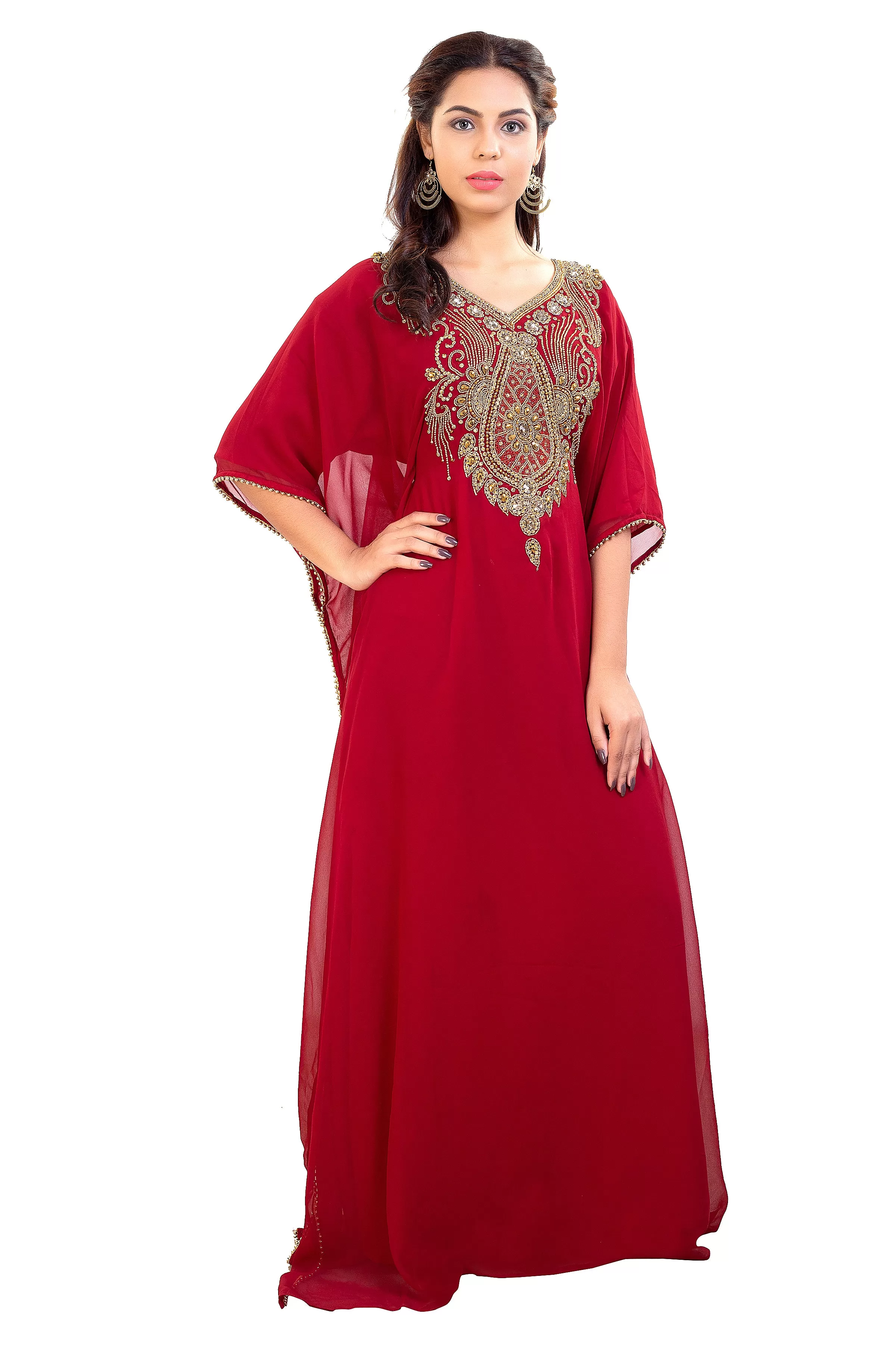 Dubai Kaftan With Intricately Embroidered Back Side of the Maxi