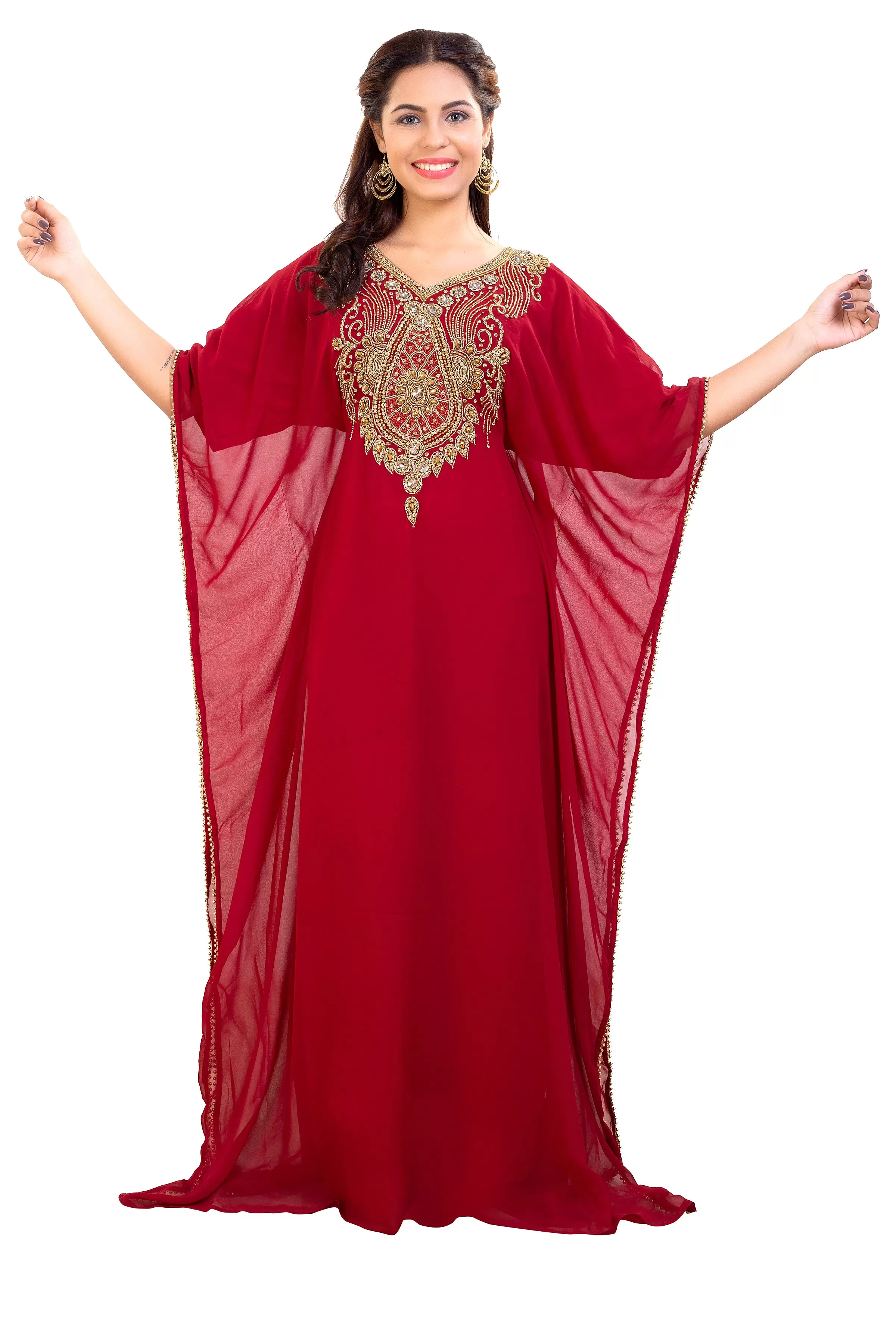 Dubai Kaftan With Intricately Embroidered Back Side of the Maxi