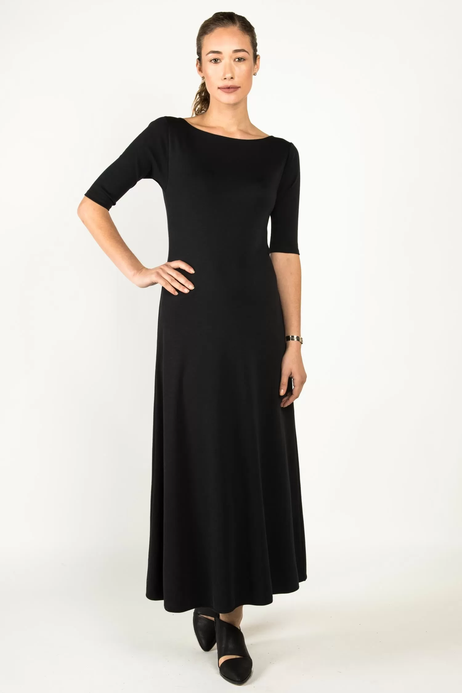 Elbow Sleeve Boatneck Dress