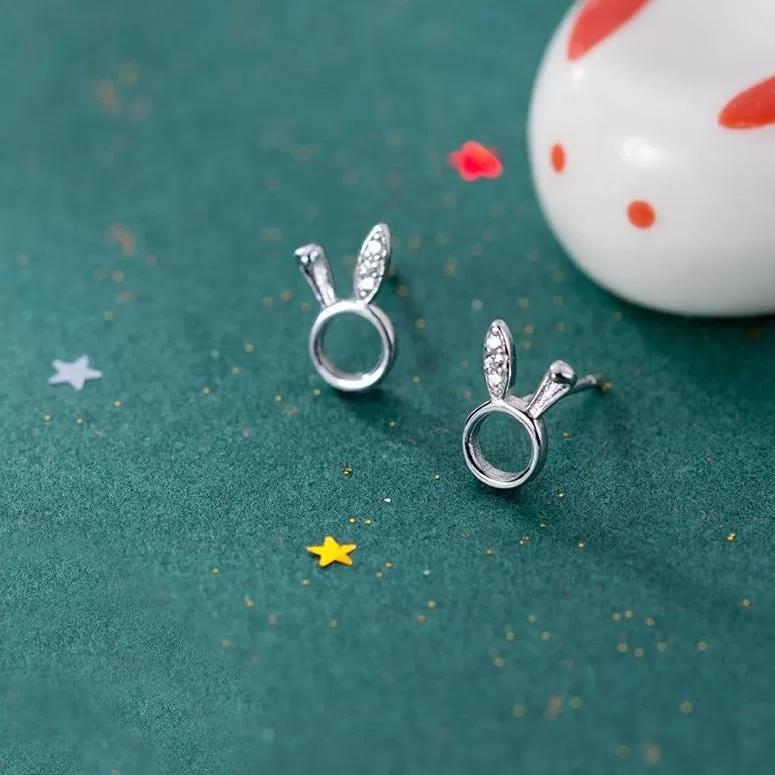 Elegant 100% S925 Silver Bunny Earrings