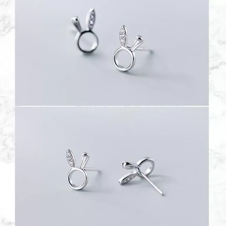 Elegant 100% S925 Silver Bunny Earrings