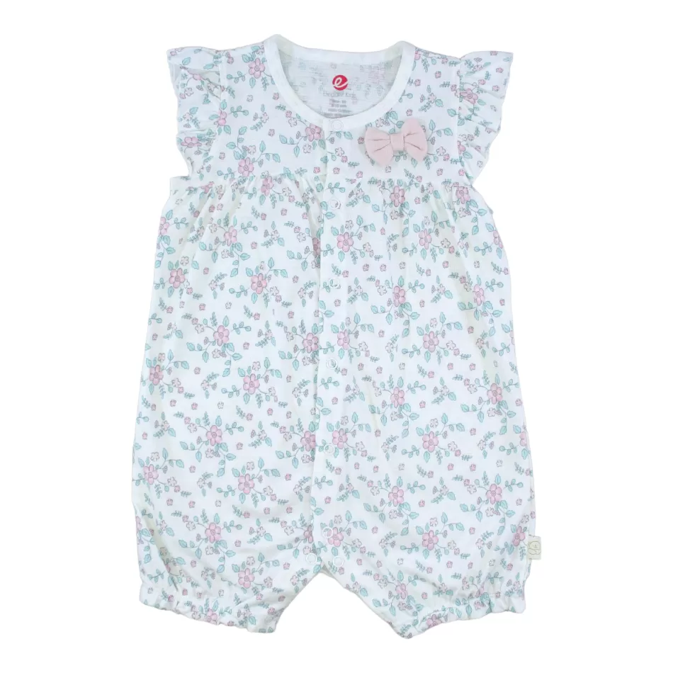 Elegant Kids Button Down Ruffle Romper - Floral