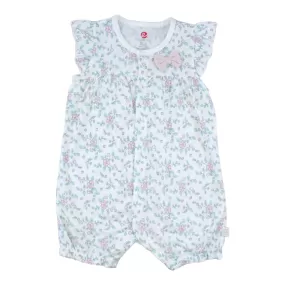 Elegant Kids Button Down Ruffle Romper - Floral