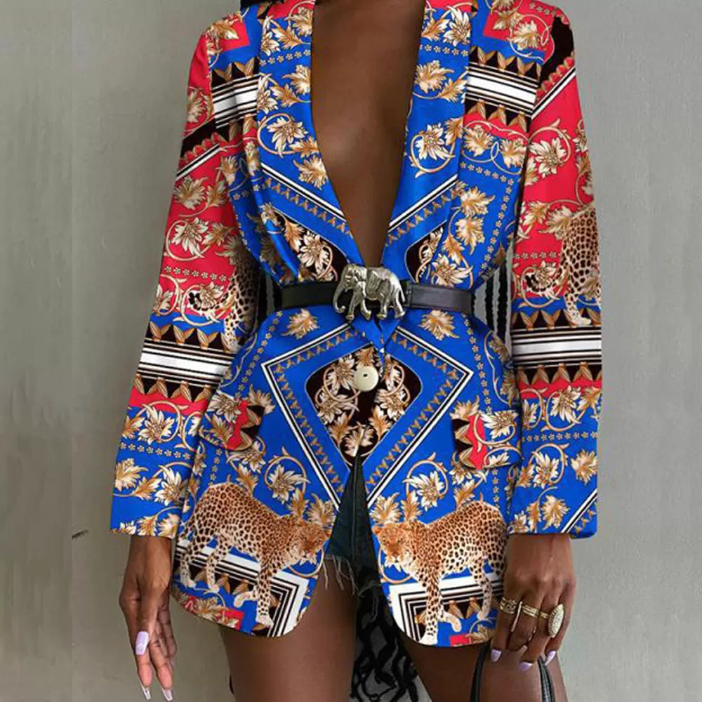 Elegant Pattern Printed Blazer Outerwear