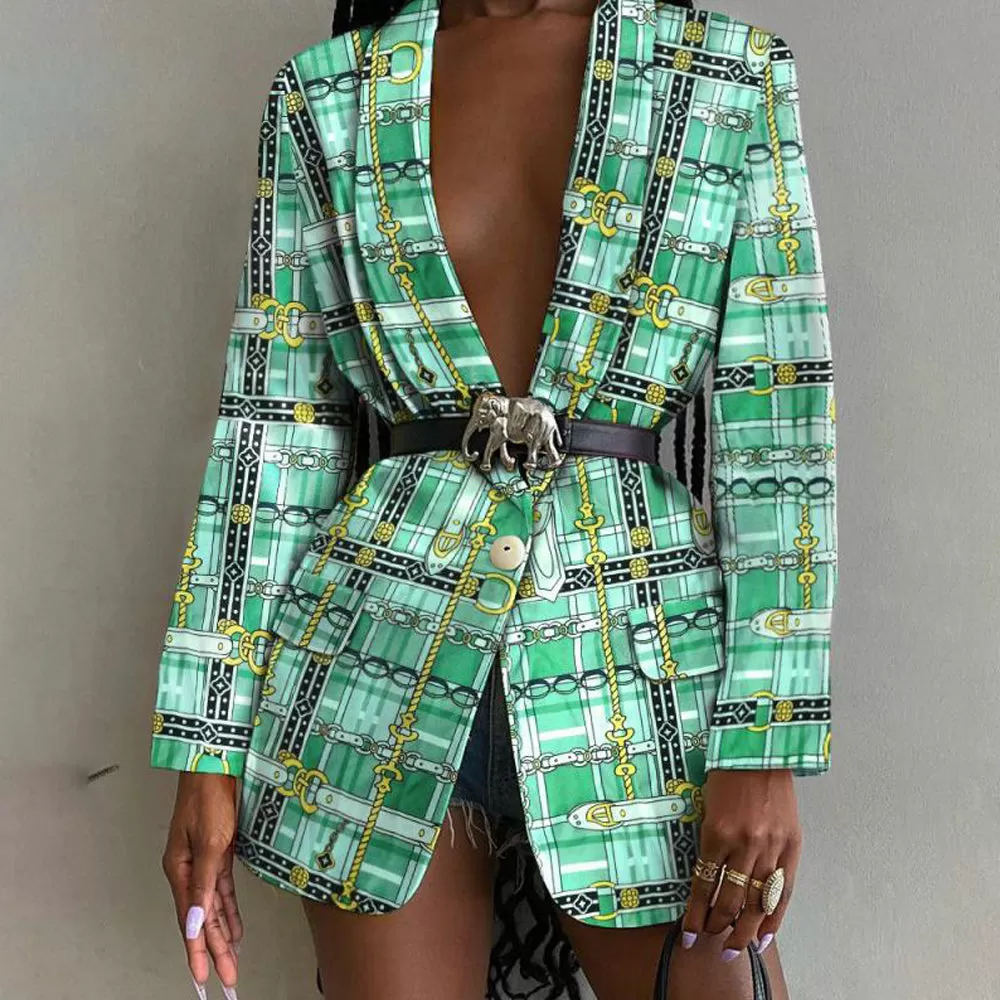 Elegant Pattern Printed Blazer Outerwear