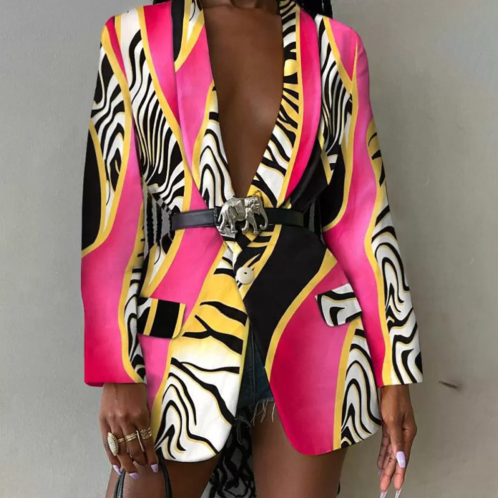 Elegant Pattern Printed Blazer Outerwear