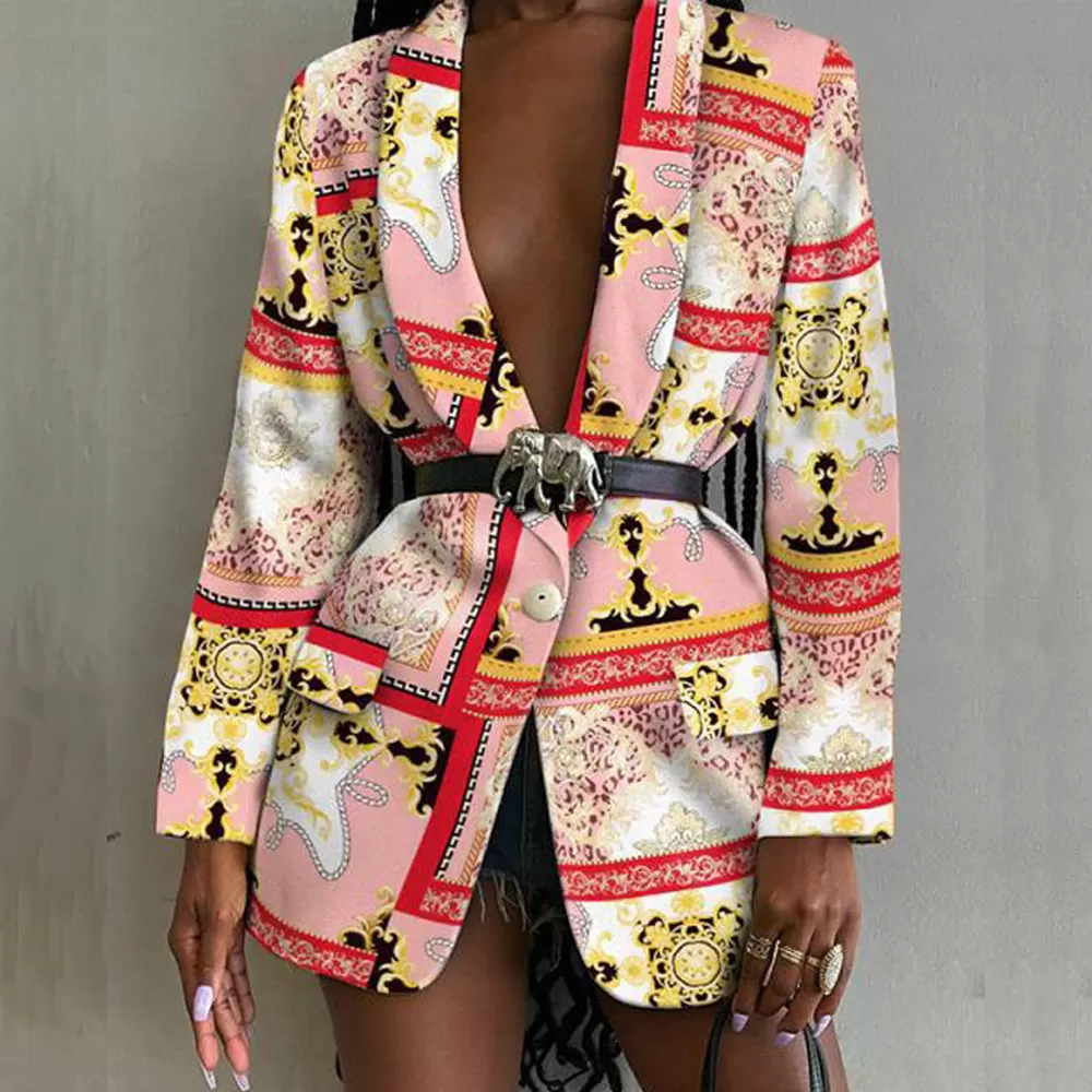 Elegant Pattern Printed Blazer Outerwear