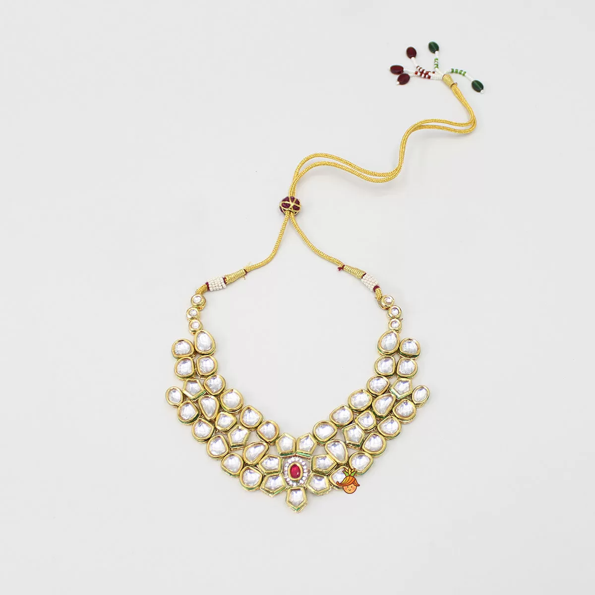 Elegant Pink And White Stone Studded Necklace With Earrings And Maang Tikka