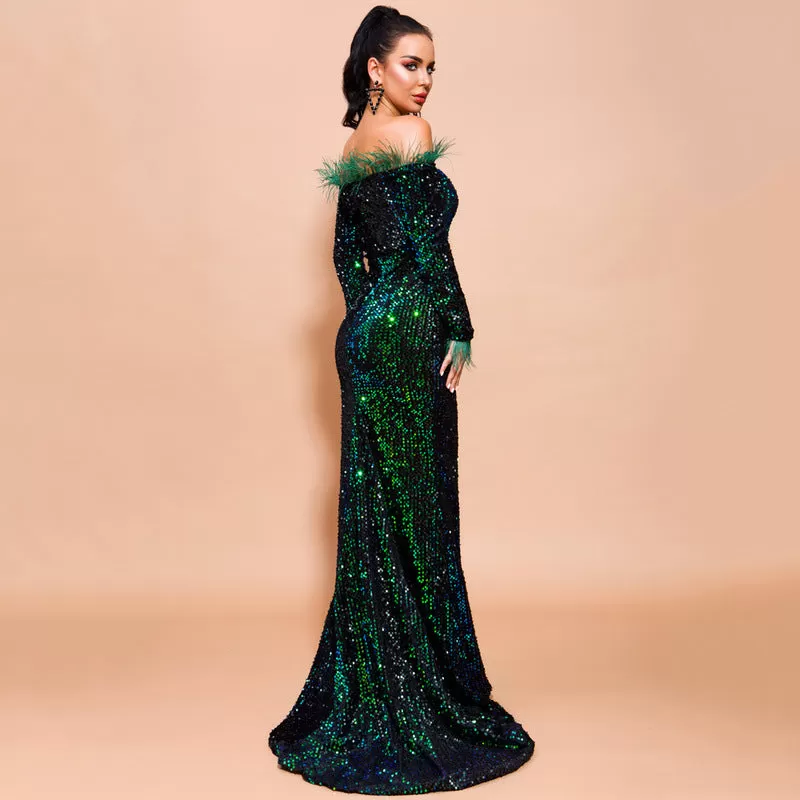 Elegant Sequined Shinning  Maxi  Dress