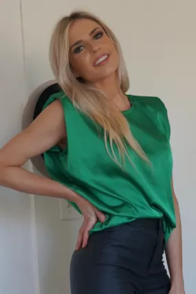 Emerald City Satin Blouse - Final Sale