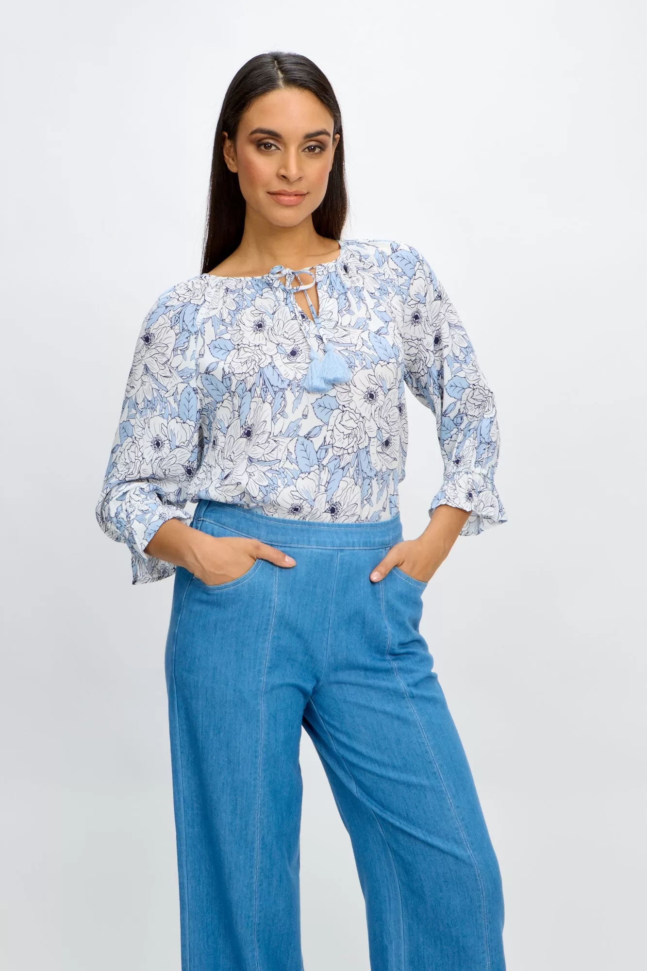 Emproved Long Sleeve Top | Blue Paisley