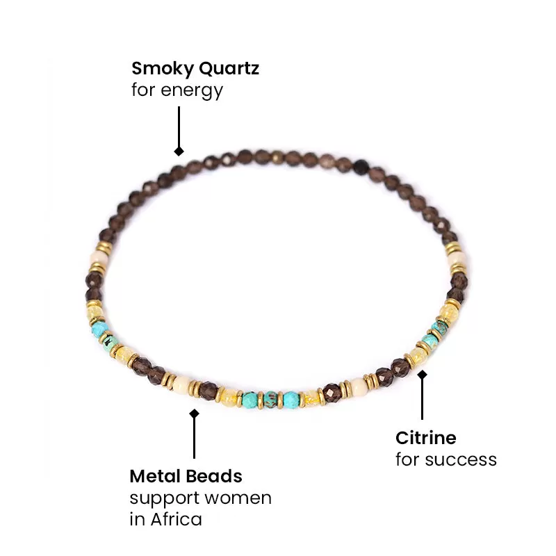 Energy and Abundance Smoky Quartz and Citrine Anklet