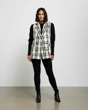 Et Alia Baldwin Vest - Ivory/Black Plaid