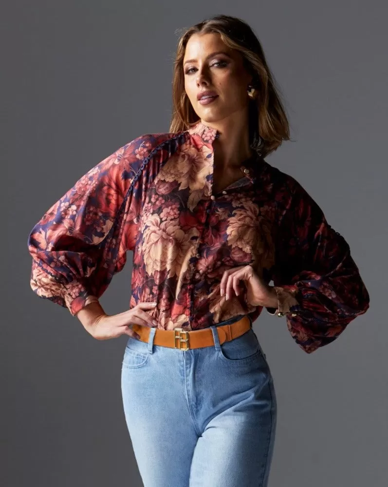 Fate   Becker Berry Kiss Blouse -Floral