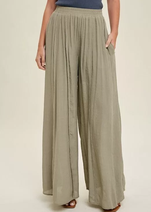 FINAL SALE - Simply Stunning Wide Leg Raw Edge Lined Pants - 4 Colors!