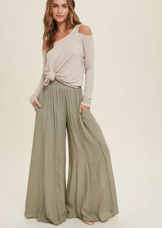 FINAL SALE - Simply Stunning Wide Leg Raw Edge Lined Pants - 4 Colors!