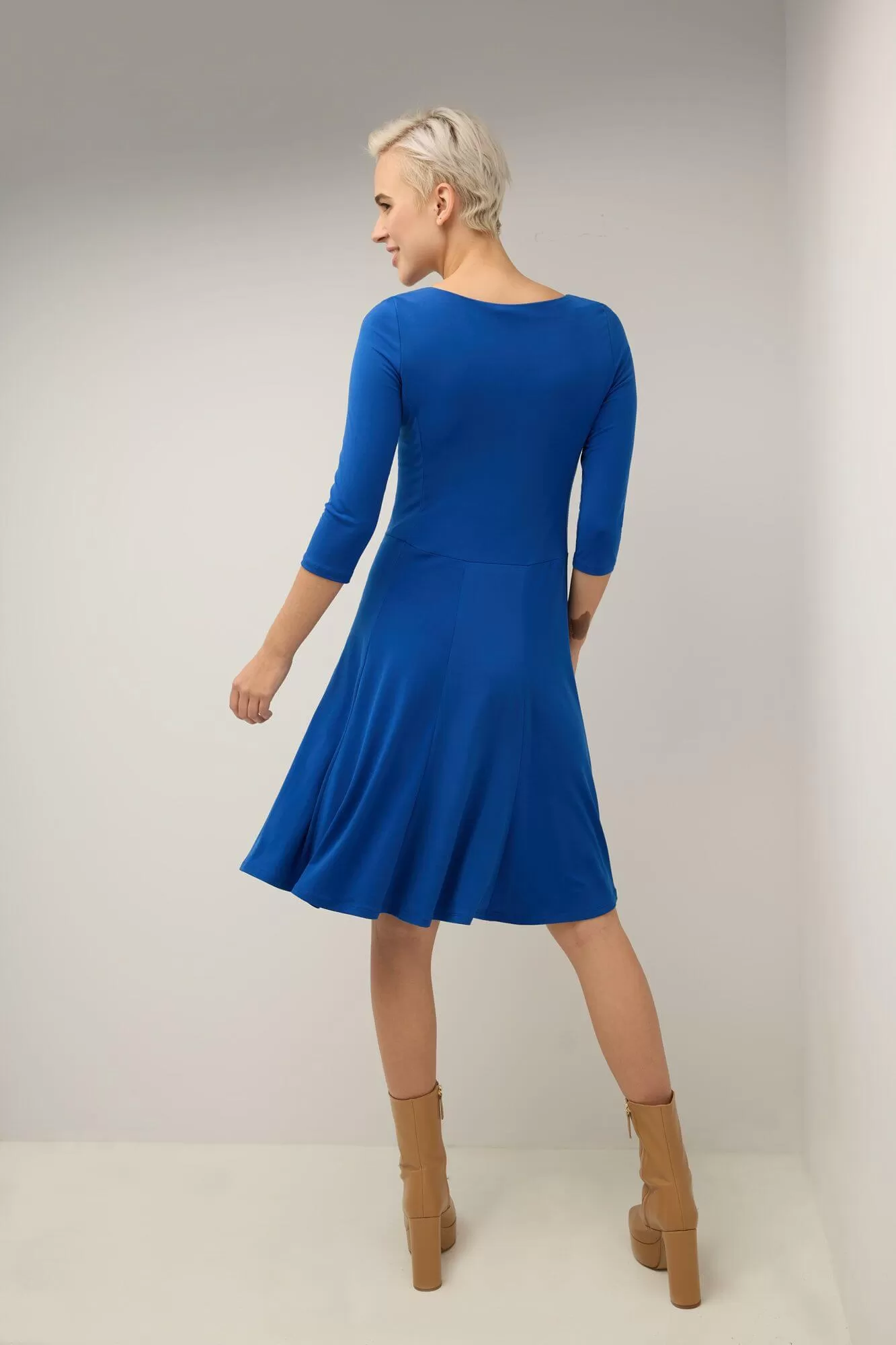 Flared Business Dress with 3/4 Sleeves