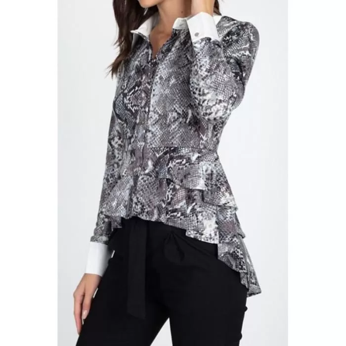 French Cuff Peplum Blouse