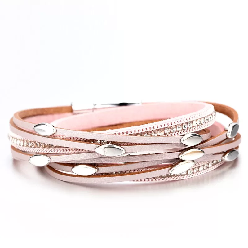 Fresh Accessories - Lydia Wrap Blush Leather Bracelet