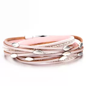 Fresh Accessories - Lydia Wrap Blush Leather Bracelet