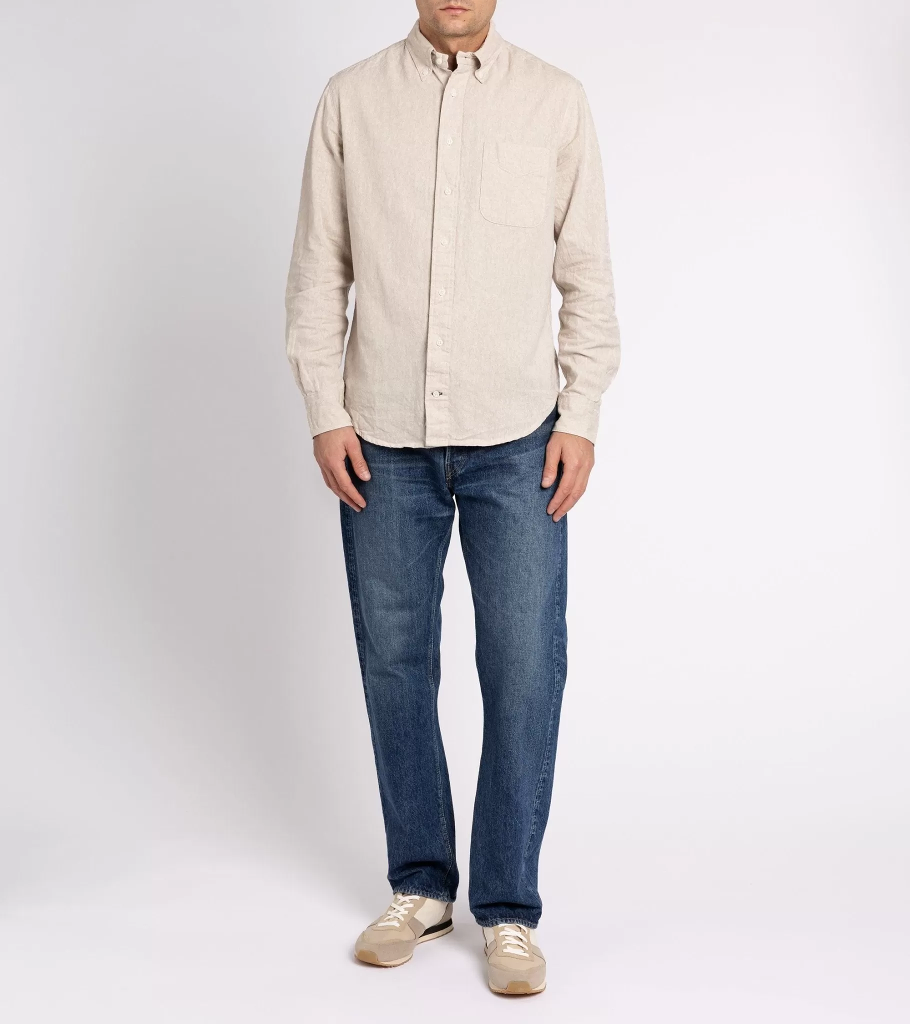 Gitman Vintage Cotton Linen Broadcloth Button Down Shirt: Oyster