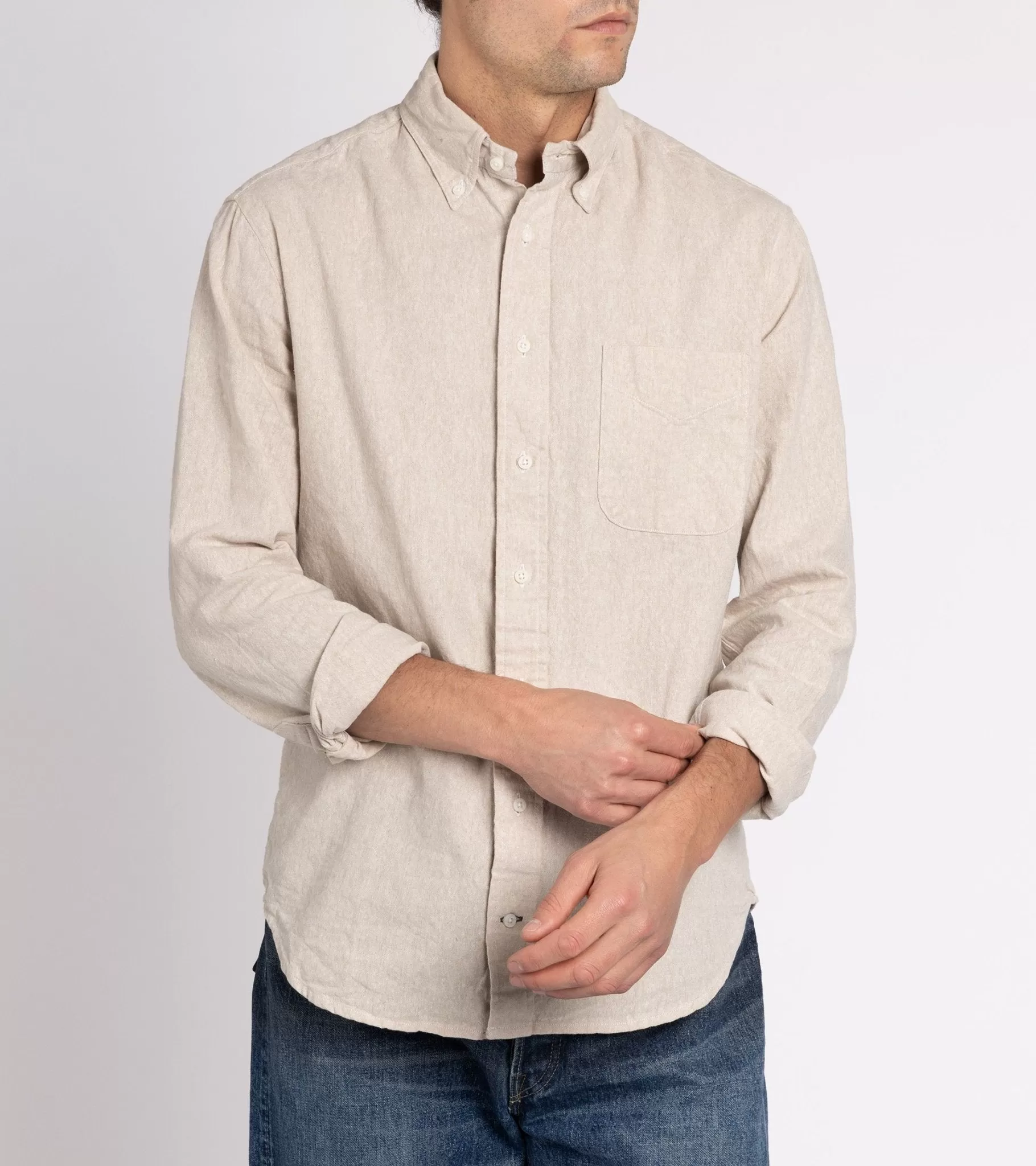 Gitman Vintage Cotton Linen Broadcloth Button Down Shirt: Oyster