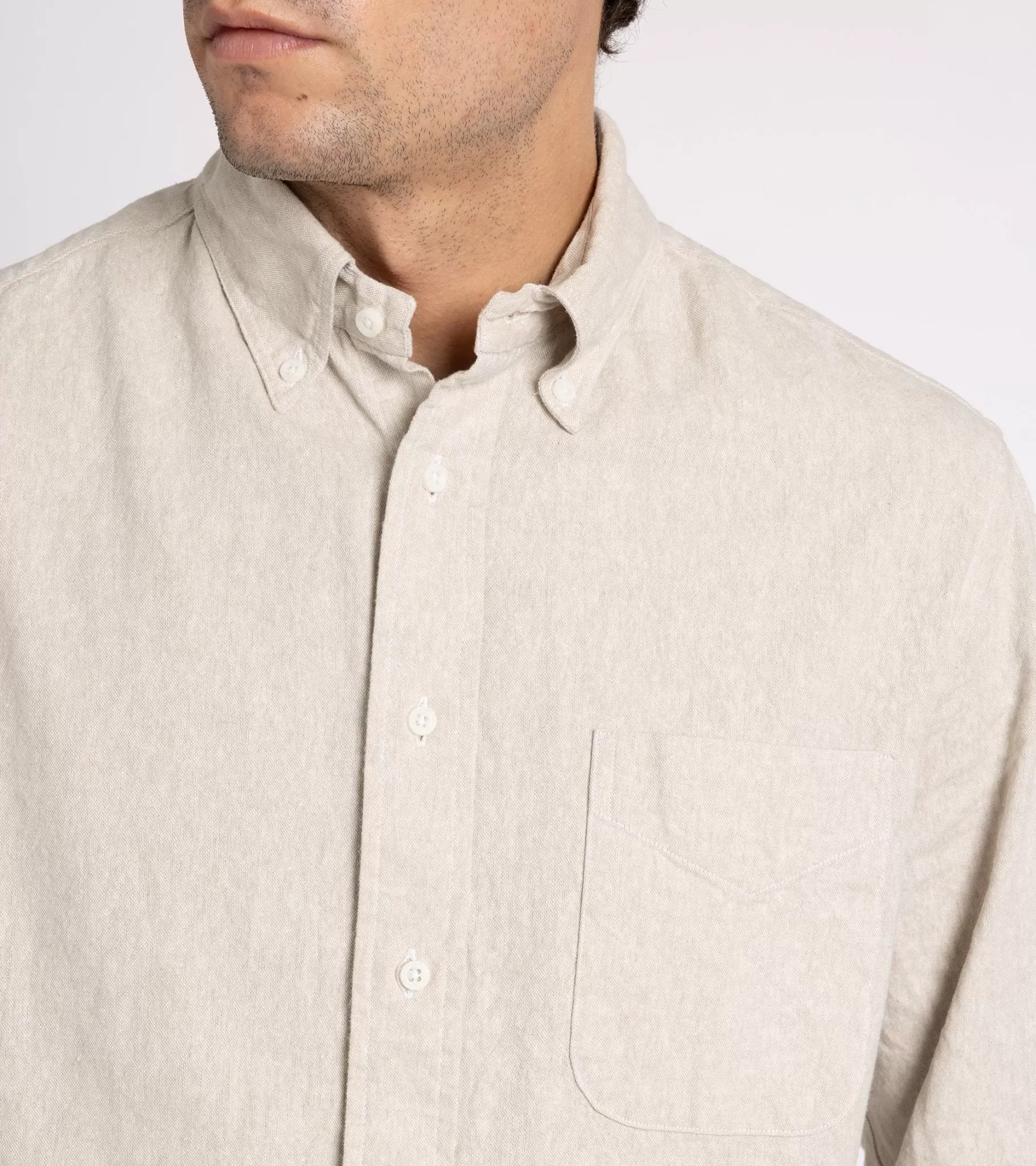 Gitman Vintage Cotton Linen Broadcloth Button Down Shirt: Oyster