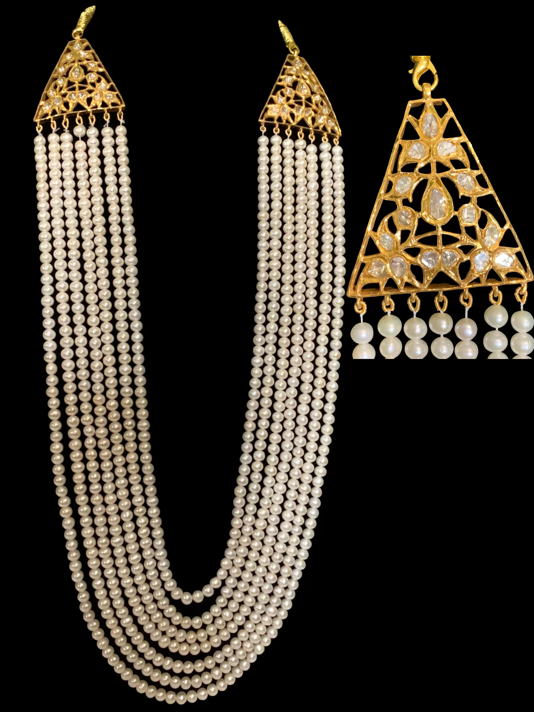 Gold plated silver Almas( polki) satlada