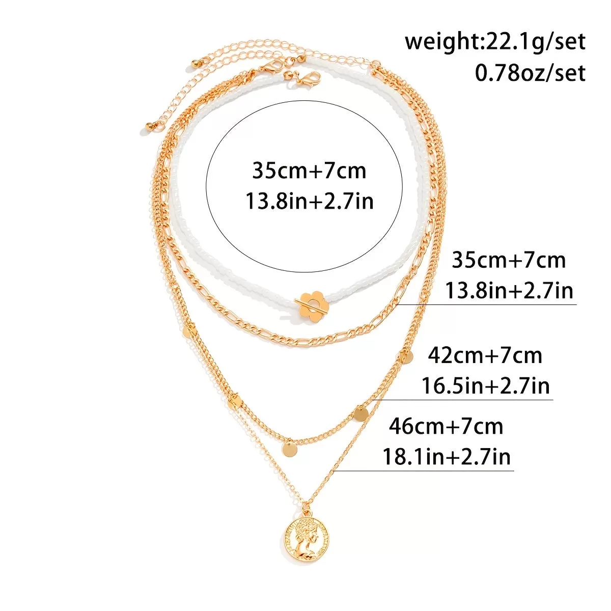 Gorgeous Multi-Layer Chain Necklace with Coin Pendant - Perfect Graduation Gift for Women!