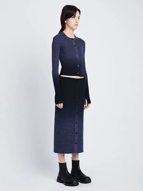 Gradient Marl Knit Skirt in Steel Grey