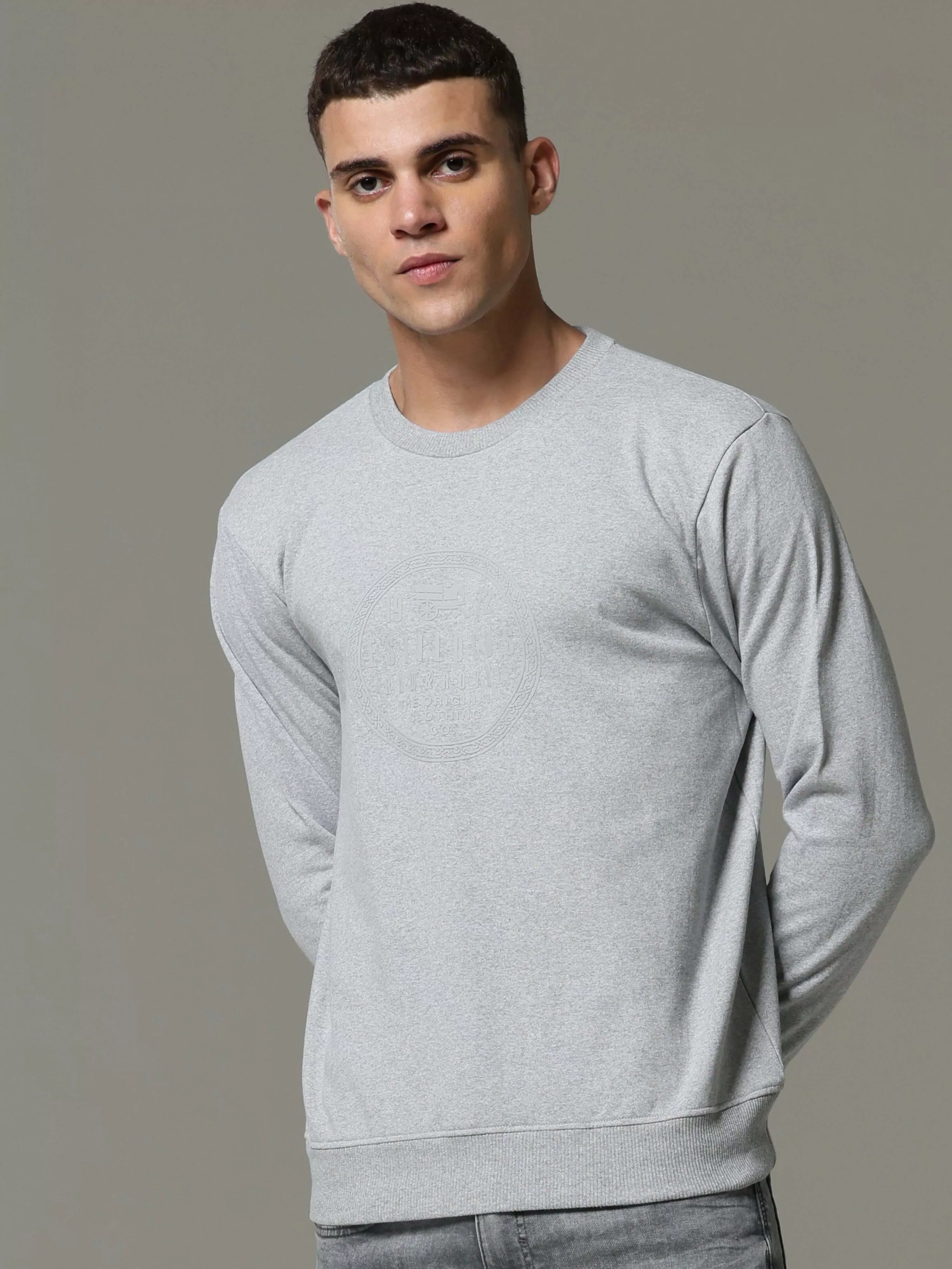 Grey Solid Sweat Shirt