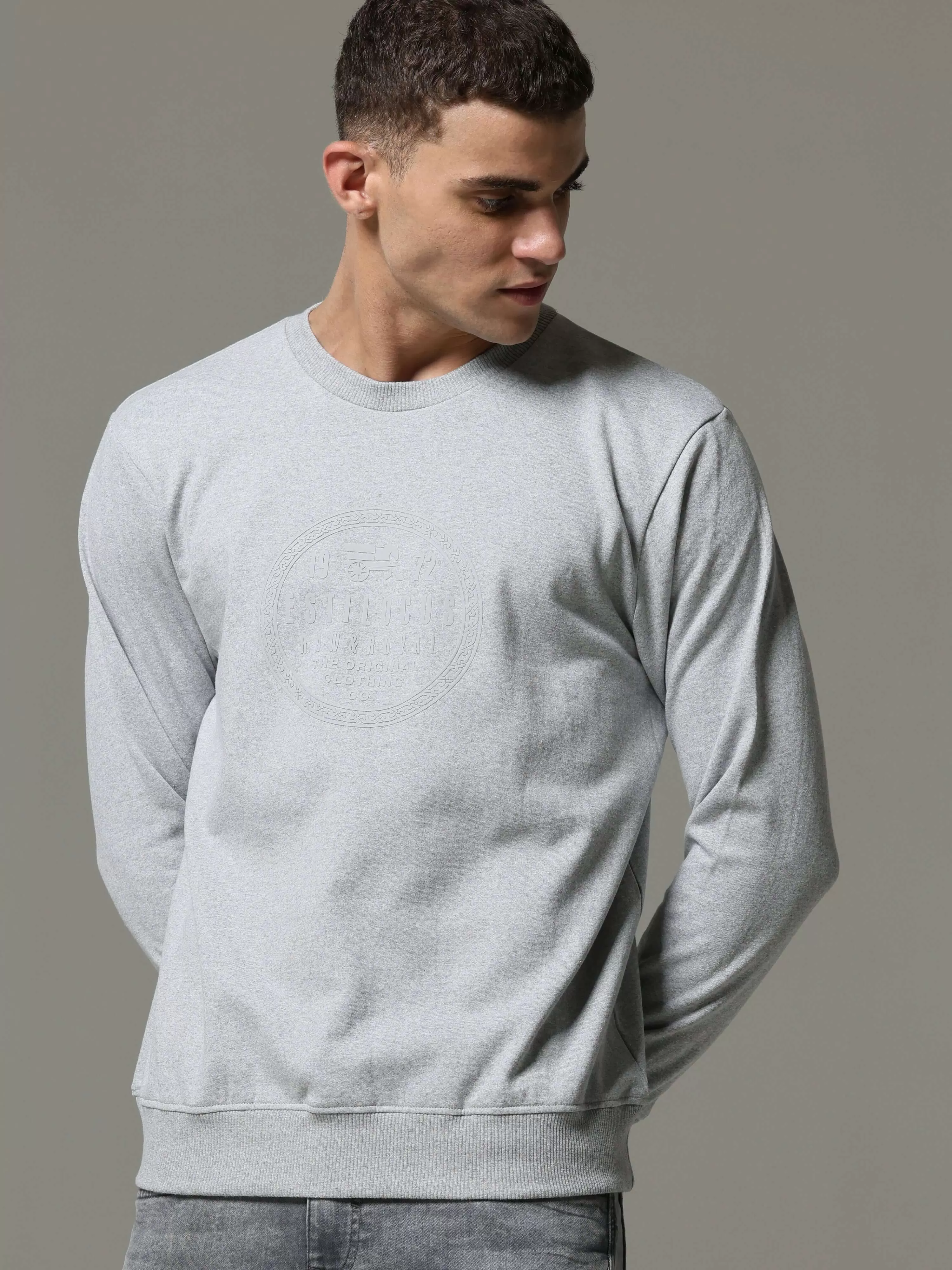 Grey Solid Sweat Shirt