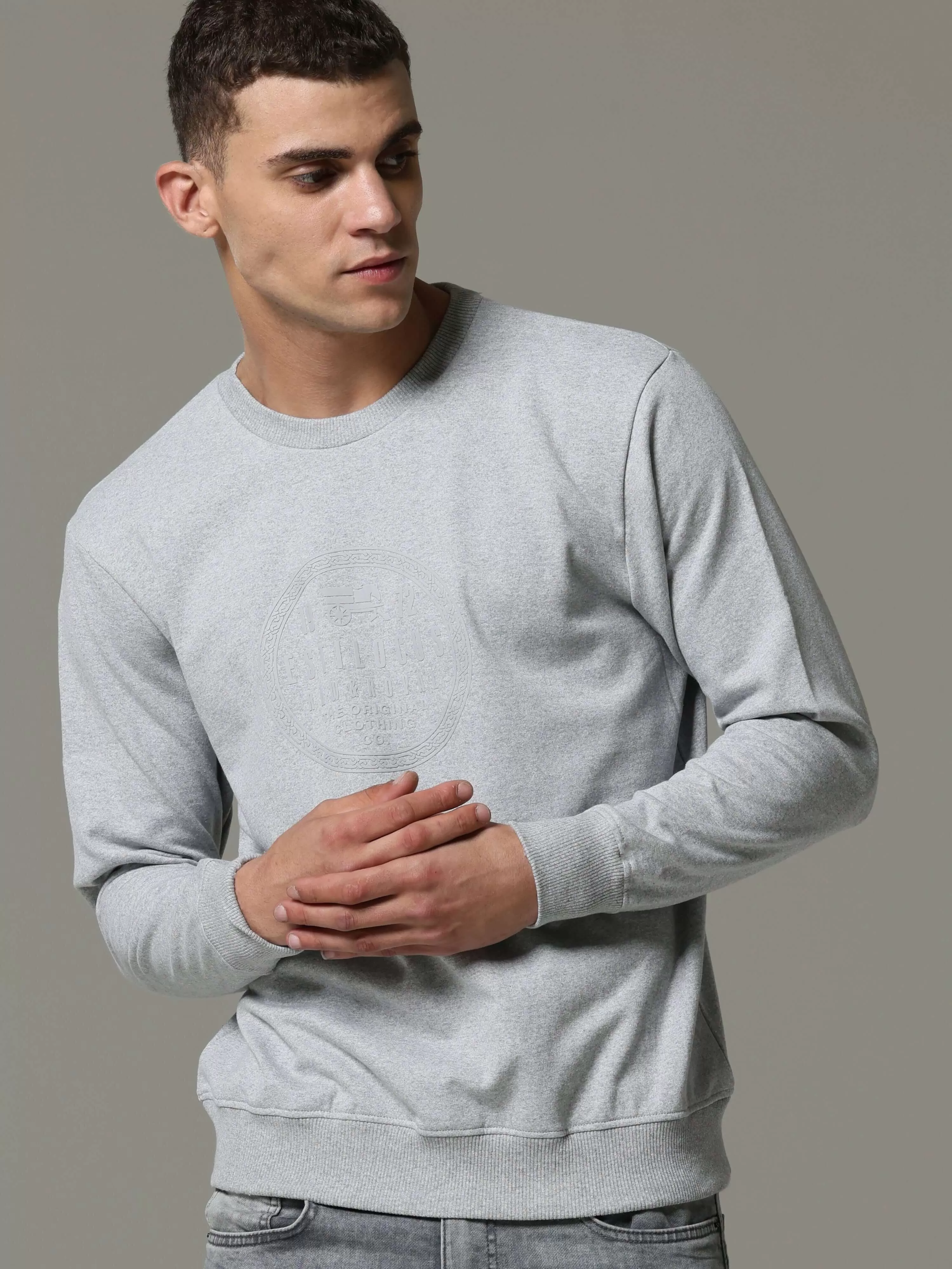 Grey Solid Sweat Shirt