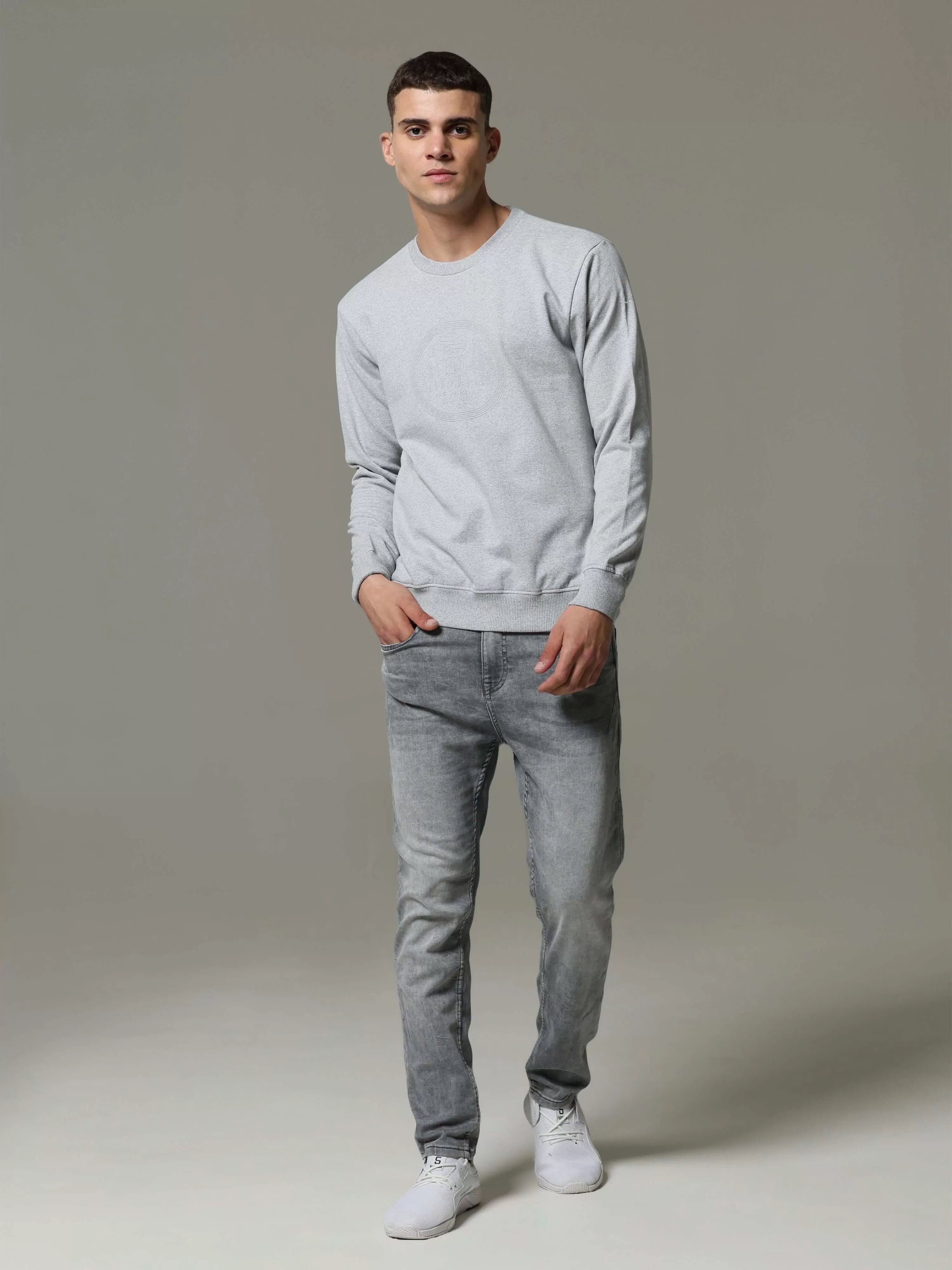 Grey Solid Sweat Shirt