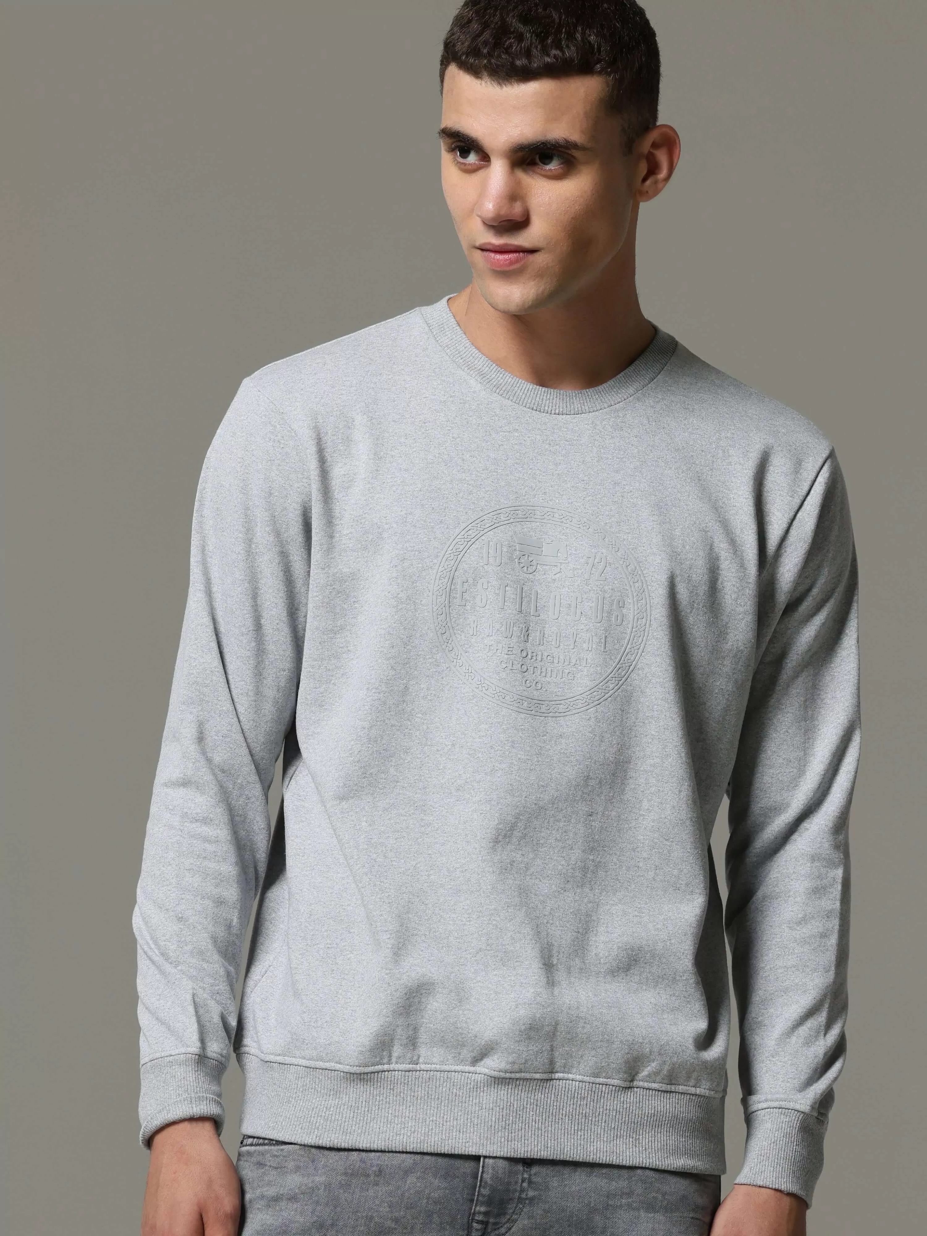 Grey Solid Sweat Shirt