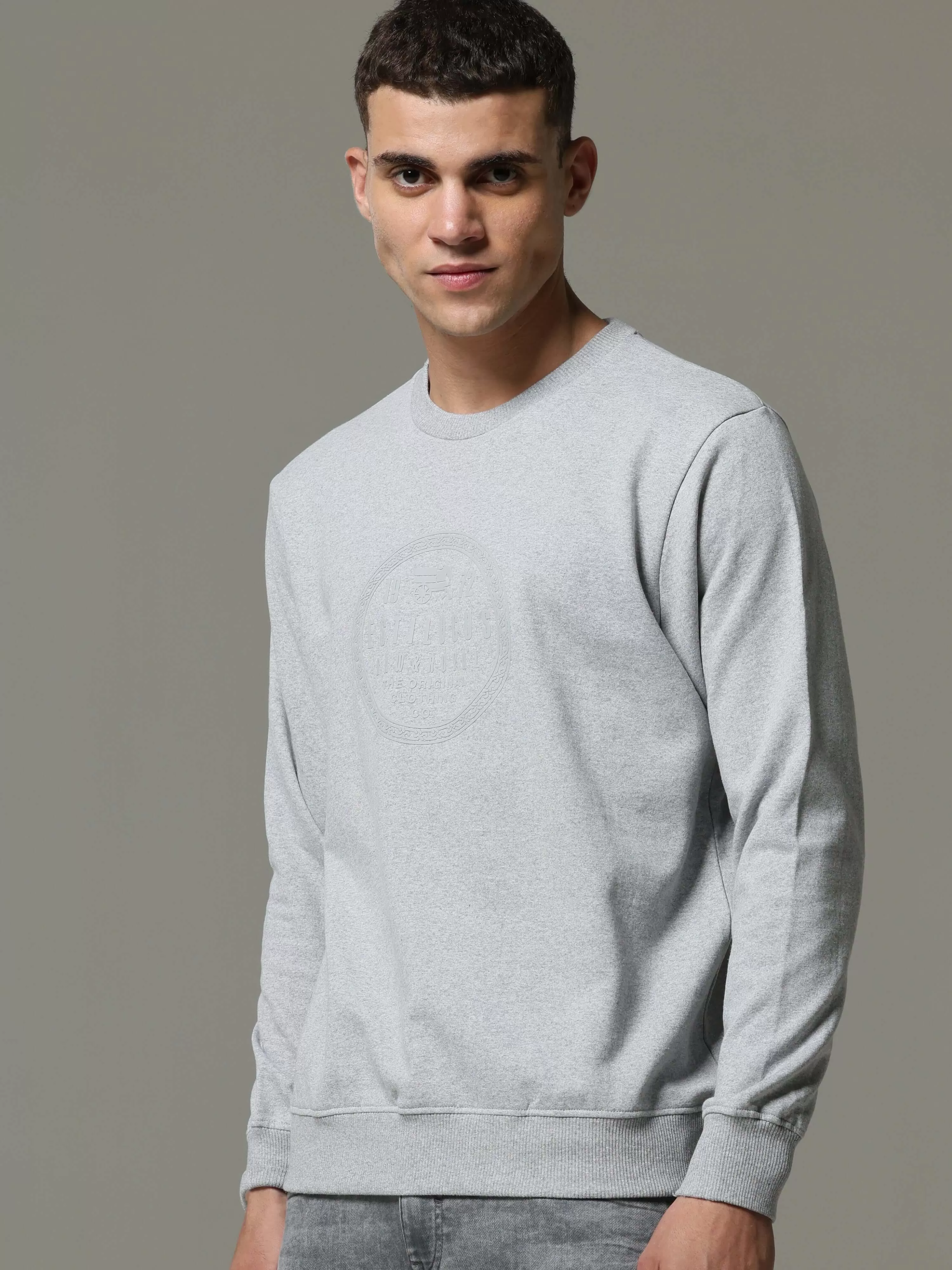 Grey Solid Sweat Shirt