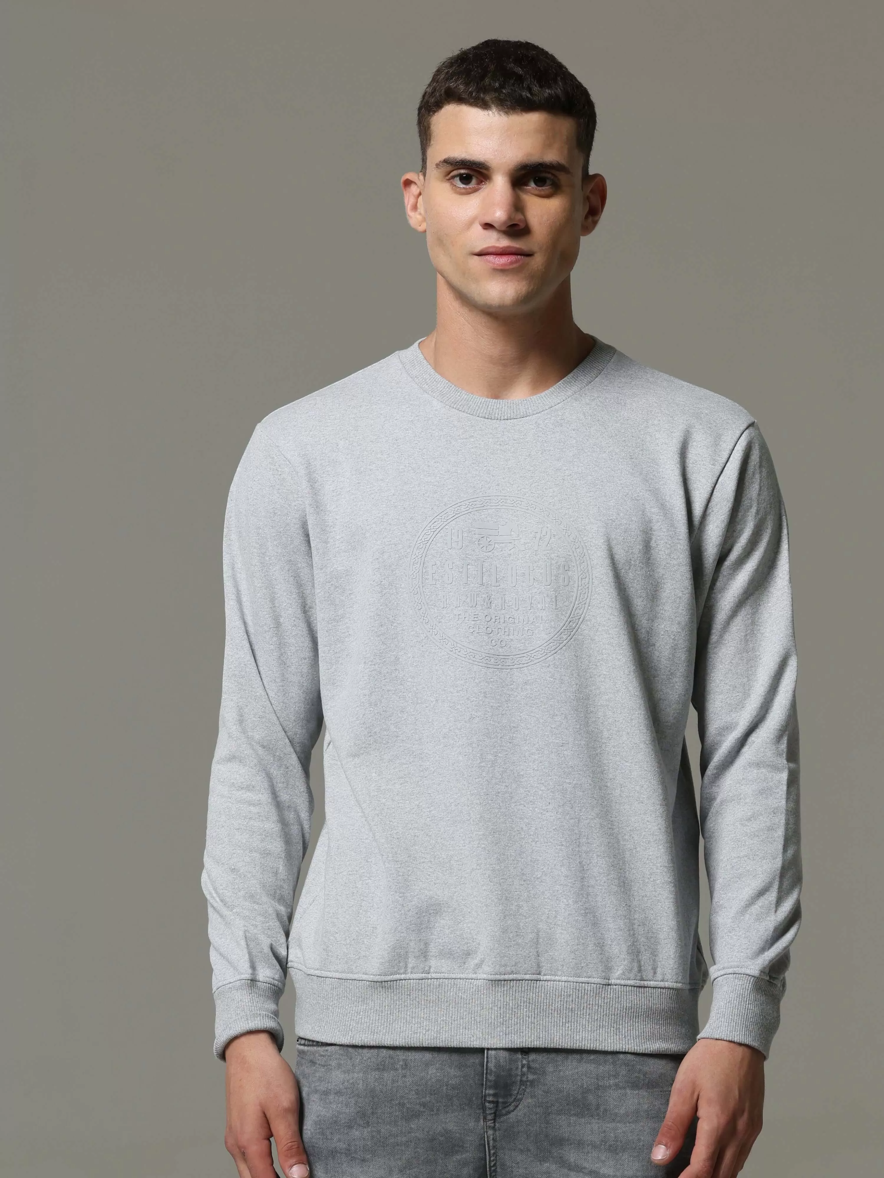 Grey Solid Sweat Shirt