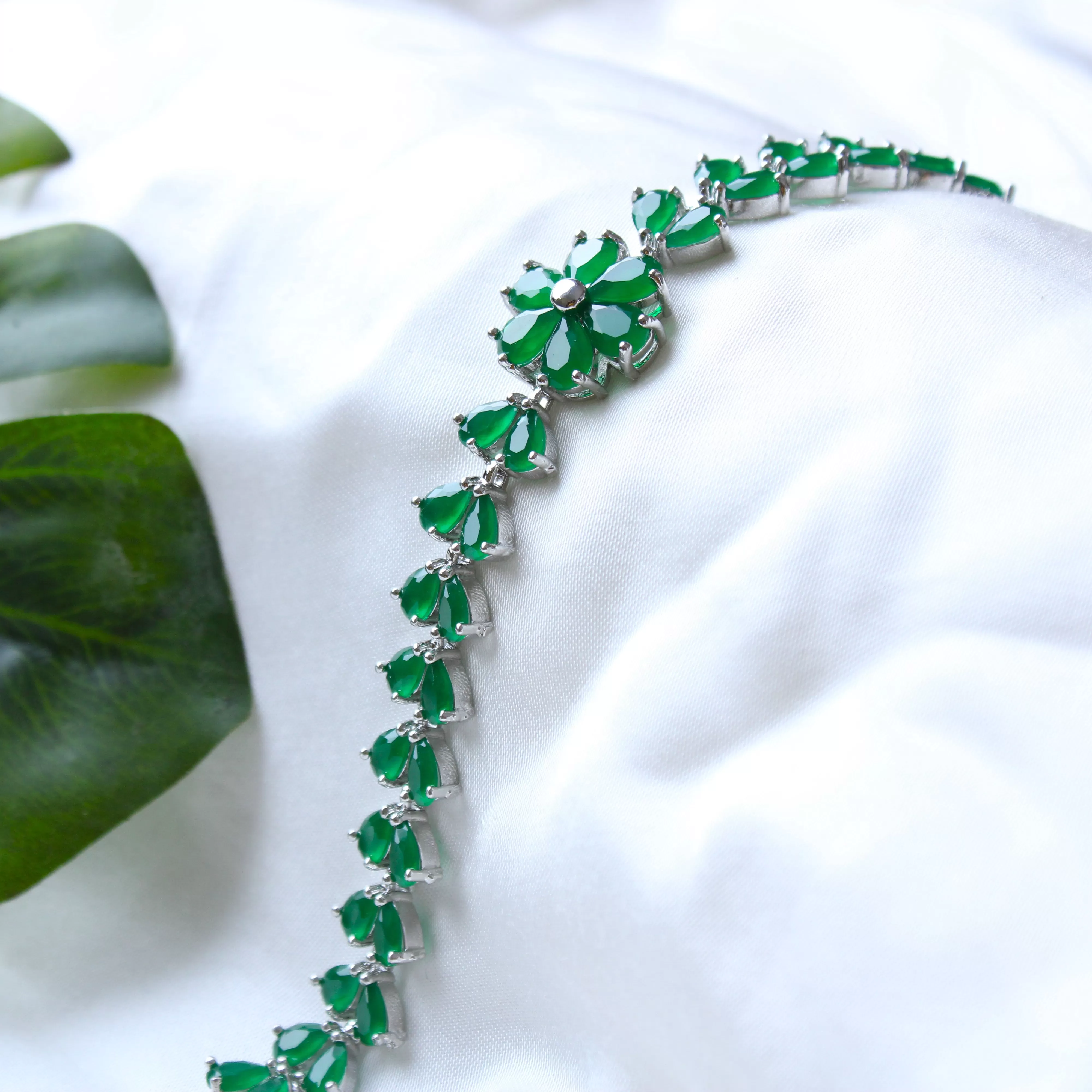 G.Silver Green Leaf Bracelet.