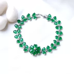 G.Silver Green Leaf Bracelet.