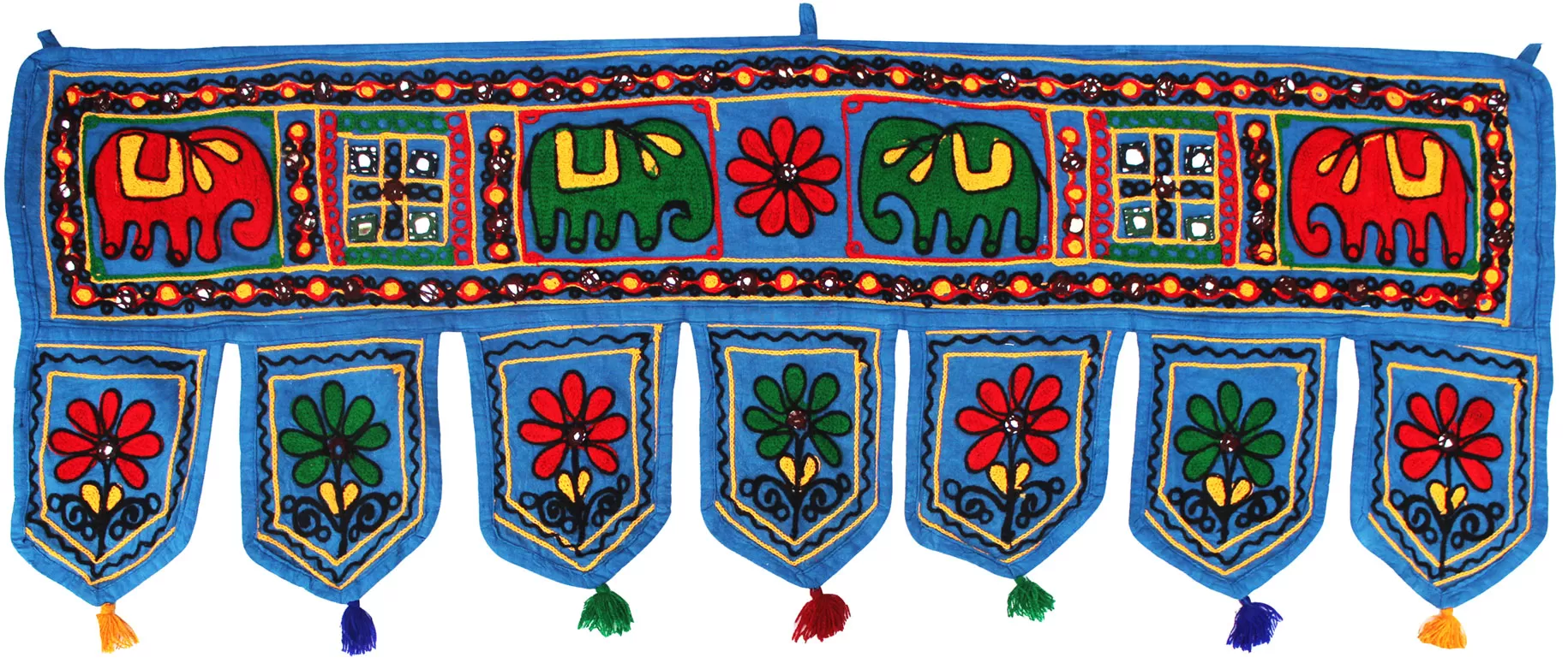 Handmade Indian Door Hanging Toran Decoration India (Blue, 34 x 13 inches)