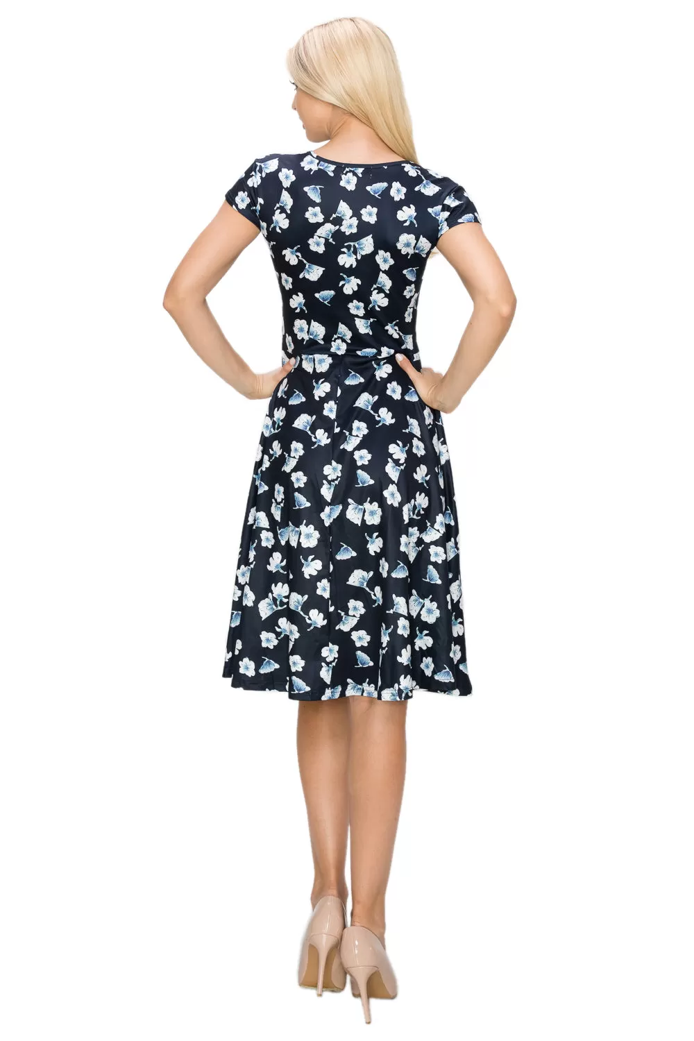 Haute Edition Women's Print V-Neck Skater Dress