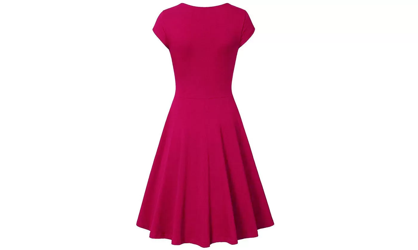 Haute Edition Women's Solid V-Neck Skater Dress