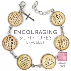 Hope & Encouragement Scripture Bracelet – Glass Charm Stainless Steel Christian Bible Verse Bracelet, 7.5-8.75