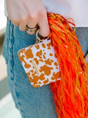 ID Wallet | Cow Print Orange   White