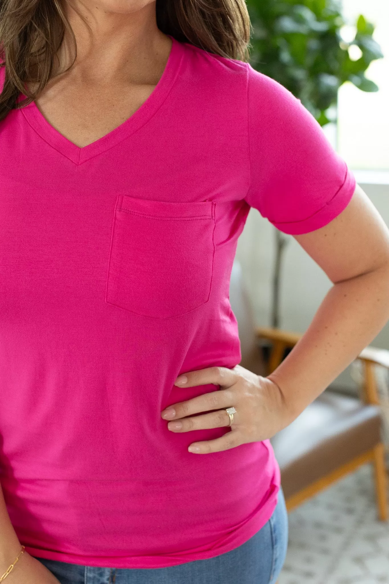 IN STOCK Sophie Pocket Tee - Hot Pink