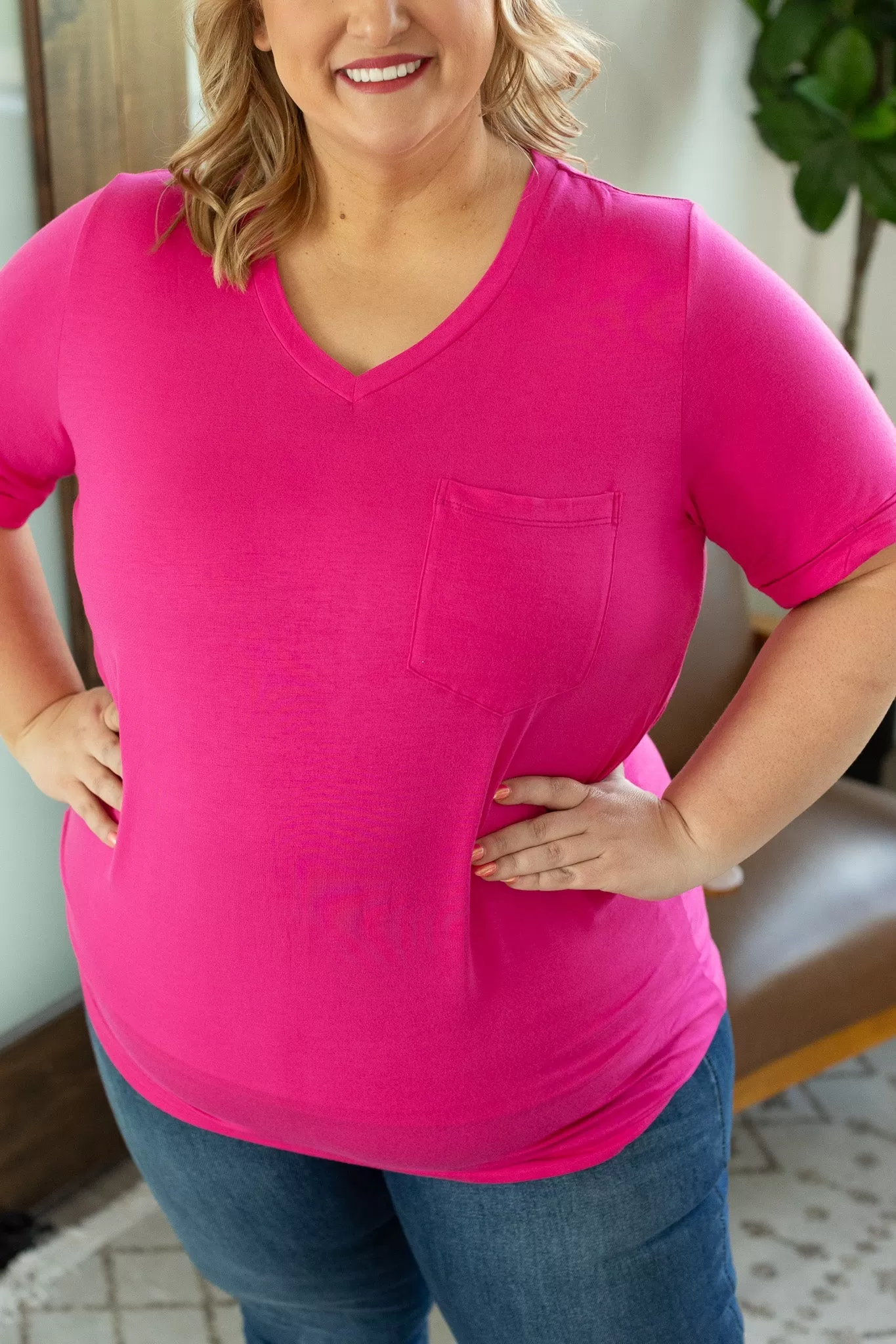 IN STOCK Sophie Pocket Tee - Hot Pink