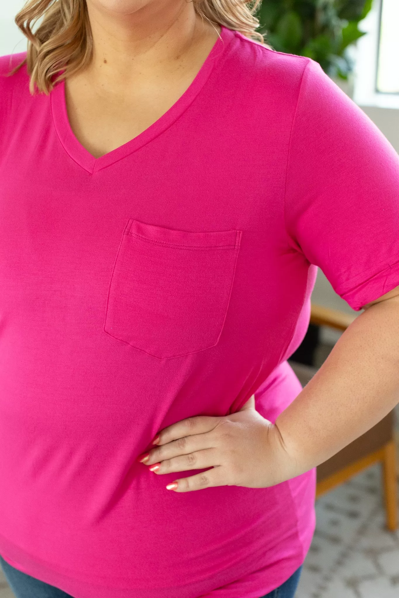 IN STOCK Sophie Pocket Tee - Hot Pink